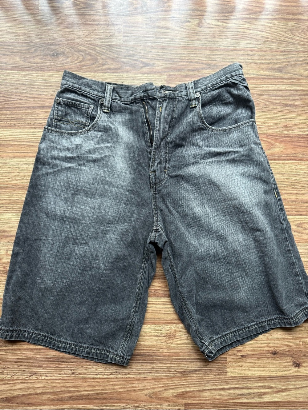 Men's Washed Black Denim Shorts
